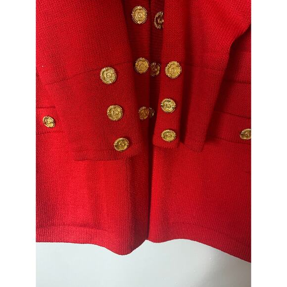 VINTAGE ST JOHN CARDIGAN JACKET SMALL RED KNIT FESTIVE HOLIDAYS CHRISTMAS - Picture 8 of 13